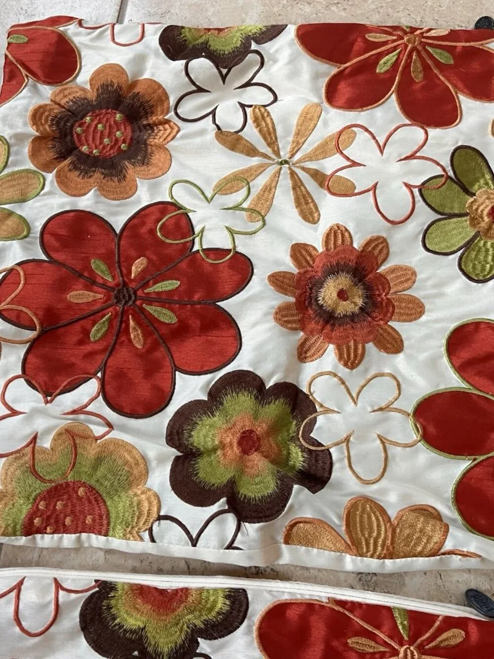 Pier 1 Imports Set of 4 Boho Floral Decorative Throw Pillows Embroidered Orange